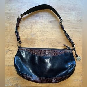 Brahmin Tuscan black and brown croc embossed shoulder bag